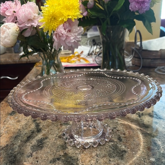 Vintage Glass Cake Stand - Pink - Picture 2 of 8